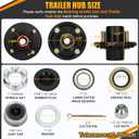 2 Sets 4 Lug Trailer Hub Kit for 2000 Lbs, for 1'' BT9 Straight Axle Spindle Trailer hub 4 lug, Prelubricated L44643 Bearings 44 Trailer Axle Kit, Boat Trailer Hubs 4 Lug(only for Straight Spindle)