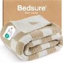 Bedsure Throw Blanket for Couch Bed Sofa - Super Soft, Beige, Checkered Throw Blanket, GentleSoft, Fluffy, Cozy, Santa Gifts for Women, 50x60 Inches