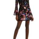 French Connection Astrida Embroidered Long Sleeve Minidress In Black Multi Size 4