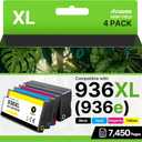 Compatible 936XL Ink Cartridges 4-Pack for HP OfficeJet Pro 9125e, 9120e, 9135e, 9730e, 9130e, 9720e, 9122e Printers (Black, Cyan, Magenta, Yellow)