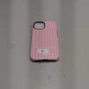 Compatible with iPhone 15 Case, Cute Fashion Aesthetic Striped Pattern Cover for Women, Shockproof Soft TPU and Hard PC Protective Phone Case for iPhone 15 6.1"- Pink