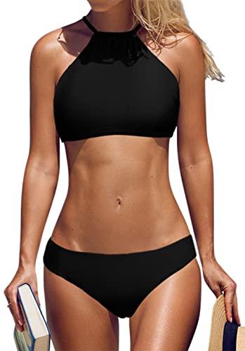 beautyin Women Black Halter High Neck Bikini Set Swimsuit Cross Back Swimwear Small beautyin Women Black Halter High Neck Bikini Set Swimsuit Cross Back Swimwear Small