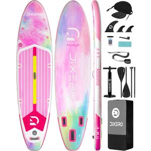 Inflatable Stand Up Paddle Board 11'*33", Extra Wide Paddle Boards for Adults, SUP with Premium Accessories, Adjustable Paddle, Hand Pump, Bottom Fin, Leash Waterproof Phone Bag (pink with seat)