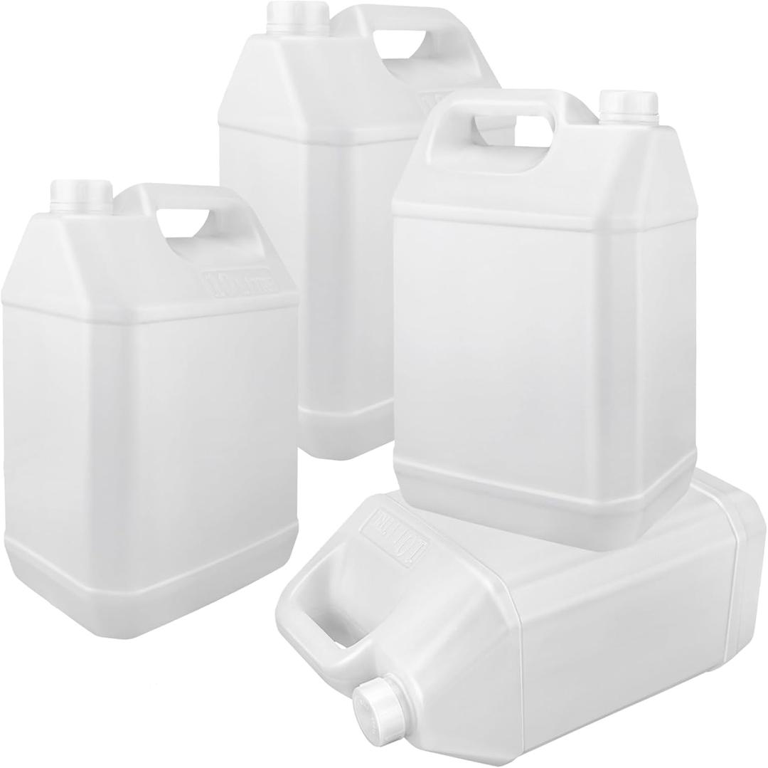 2.5 Gallon Water Jug, F-Style Plastic Jug, Water Storage Containers, Hdpe Containers with Leakproof Cap (4 Pack) (EXP 02/04/27)