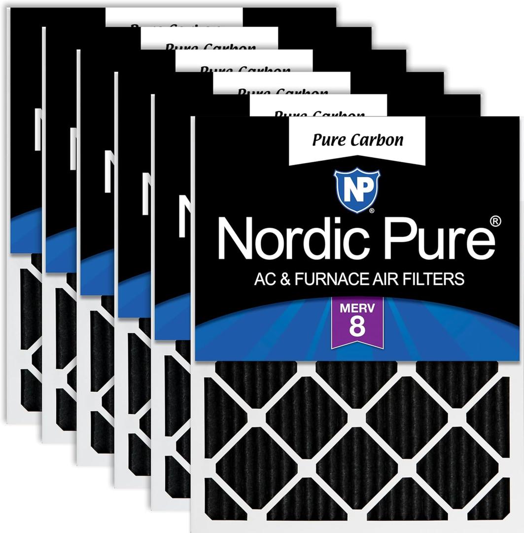 Nordic Pure 10x20x1 Pleated MERV 8 Pure Carbon Air Filters 6 Pack