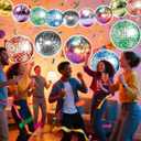 18 PCS Disco Party Decorations, Spiral Party Decorations, 70s Disco Ball Ceiling Decorations Hanging, Retro Dance Party Decor for 70s 80s Birthday Garland