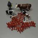 17 Pieces Corral Fence Toy Cow Farm Figures Barn Animals Keepers Plastic Animals Figures Realistic Toy Animal Fence Barn Sets with Animals for Preschool Educational Christmas Decorations