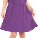 Jimonda Girls Dress Ruffle Sleeve Toddler School Skater Dress for Kids 2-8Y (2T, Purple)
