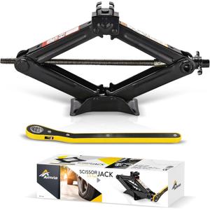Scissor Jack for Car - 2.0 Ton (4,400 lbs) | Car Jack Kit - Tire Jack | Portable, Ideal for SUV and Auto - Smart Mechanism with Ratchet | Heavy Duty Material