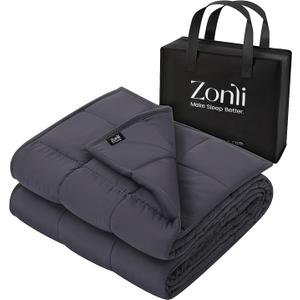 ZonLi Weighted Blanket for Adults (60"x80", 17lbs, Dark Grey) Queen Size High Breathability Cooling Heavy Blanket, Soft Material with Premium Glass Beads, All-Season, Easy Care