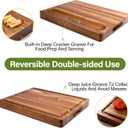 Acacia Wood Cutting Board for Kitchen, 1.5 Thick Chopping Board with Juice Groove, Sorting Compartment Charcuterie Board, 16x12x1.5 Inch Butcher Block