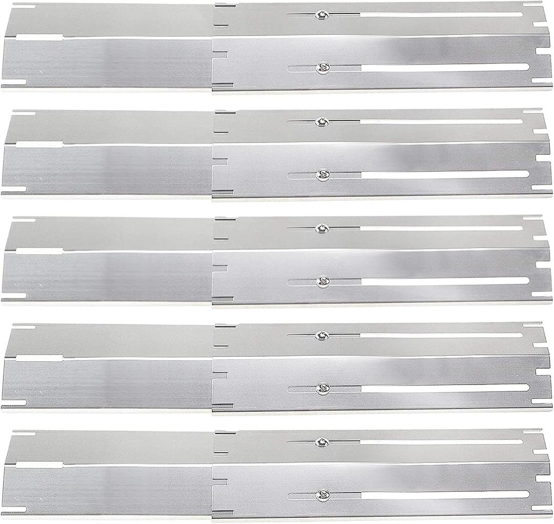 Criditpid Universal Replacement Stainless Steel Heat Plate, Heat Tent, Flavorizer Bar, Burner Cover, Flame Tamer for Brinkmann, Charbroil, Nexgrill, Backyard, Extends from 11.75" up to 21" L, 5-Pack