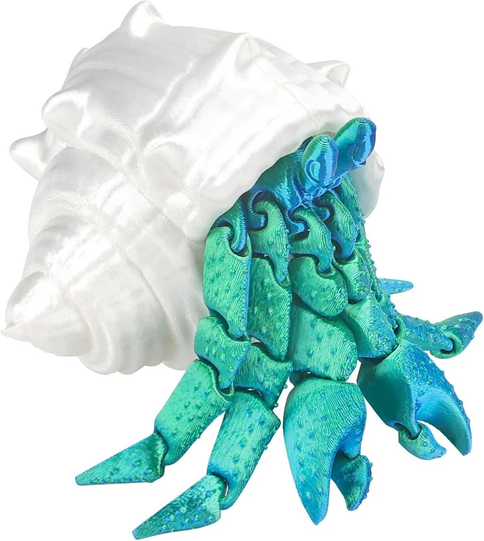 LUKIXTE 3D Printed Hermit Crab, Full Articulated Flexible Hermit Crab, Realistic Sea Creature, Relief Anxiety, 3D Printed Animals, Home and Office Decorate, Ocean Lovers(Green)