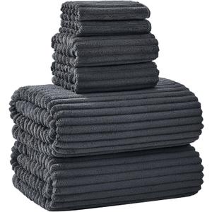 Extra Large Bath Towel Set of 6 (40"x80"),Oversized Bath Sheet Super Soft Highly Absorbent Microfibers Quick Dry Luxury Shower Towel for Bathroom Spa Gym Hotel Yoga (Charcoal Gray, 6Piece)
