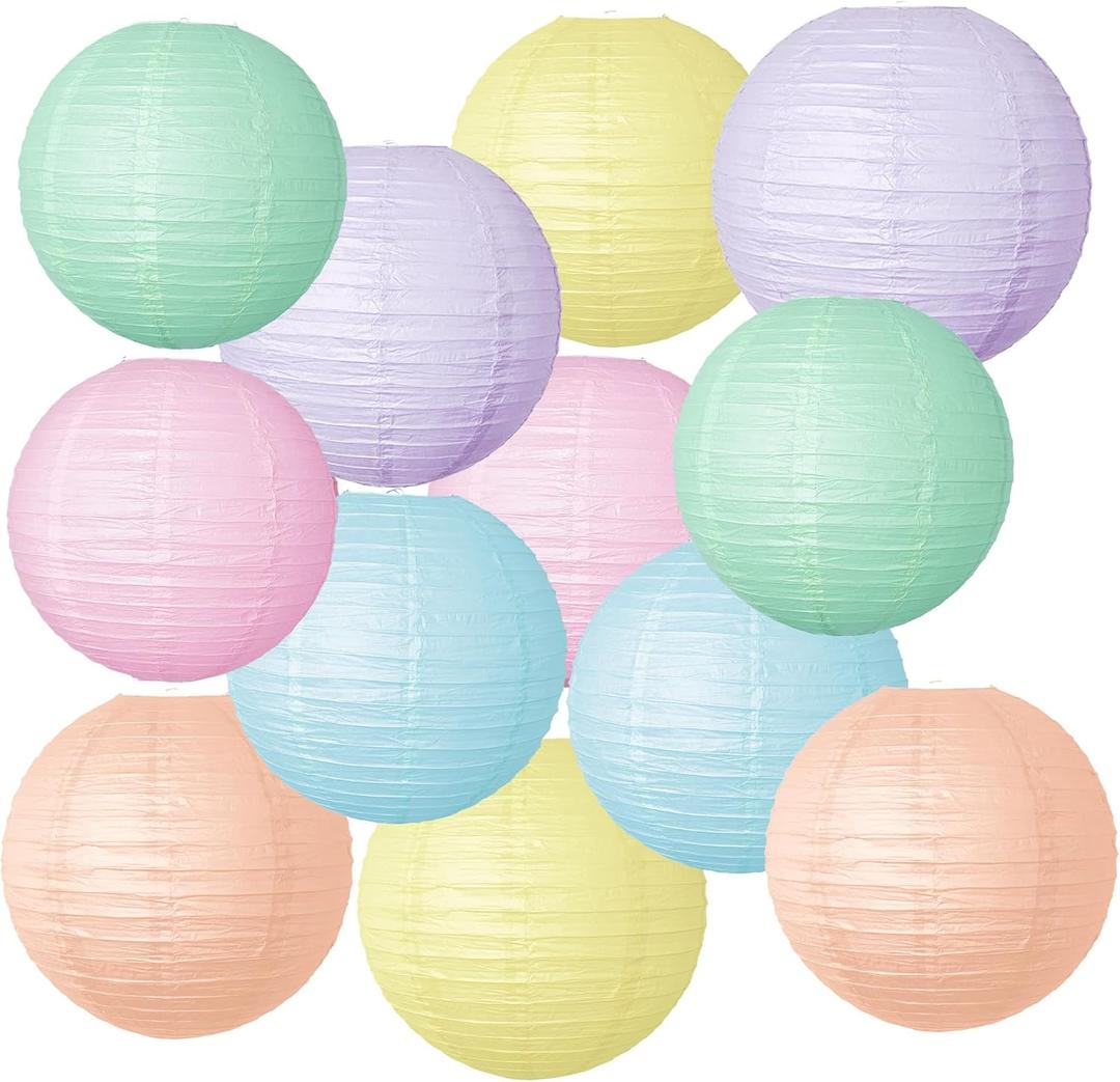 Macaron Paper Lantern Decoration 12PCS 10 Inch Hanging For Classroom Baby Shower decoration Wedding Valentine's Day Graduation Anniversary Picnic Gathering Christmas Bridal Home Decor Party Decoration