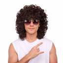 FantaLook Short Curly Brown Halloween Cosplay Wig for Men (black)