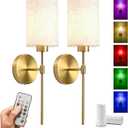 Battery Operated Wall Sconce Set of 2,Rechargeable Wall sconces with 2 * 5200mAh Magnetic Battery Bulbs, 18 RGB Colors,Dimmable Wireless Sconces for Bedroom Living Room Hallway