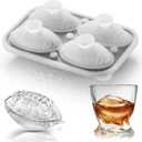 Silicone Football Ice Cube Mold Fun Shapes, Novelty Football Gifts, 2.2" Large Craft Round Sphere Ice Ball Molds For Game Day, Whiskey, Cocktails, Bourbon, Super Bowl