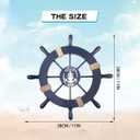 2 Pack 11" Nautical Beach Wooden Ship Wheel and 13" Wooden Anchor with Rope Nautical Boat Steering Wheel Rudder Anchor Wall Art Decor Door Hanging Ornament Beach Theme Home Decoration(Blue)