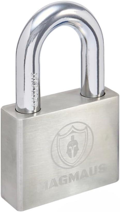 Magmaus PDL60 Heavy Duty Lock with 3 Keys [Anti Cut Shackle] - [Stainless Steel] Weatherproof Padlock for Outdoor Use - Ideal for Storage Unit, Shipping Container, Gate