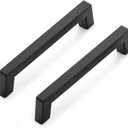 Estmoon 30 Pack Cabinet Handles, Matte Black 5 Inch Cabinet Pulls Square Drawer Pulls Stainless Steel Kitchen Handles Hardware for Cabinets Cupboard and Dresser Drawers, 128 mm Hole Centers
