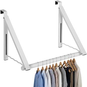 HOLDN STORAGE Over The Door Hanger Foldable - Over The Door Rack for Hanging Towels, Coats & Clothes - Over The Door Hanger Hooks for Bedroom, Washroom and Office. (1 Pack, White)