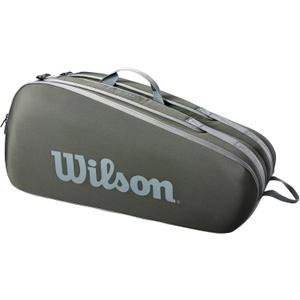 WILSON Tour Tennis Racket Bag - Dark Green and Stone Grey, 6 Pack