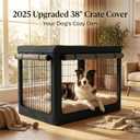 Dog Crate Cover,Fits Most 38-inch Dog Crates,1680D Waterproof Oxford Cloth with Detachable Top & Breathable Mesh,Waterproof Dog Kennel Cover, Black