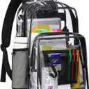 Clear Backpack for School, 17 inch Large Heavy Duty-TPU See Through Bookbag for Boys Girls and Adult, Transparent Backpack With Multi-Pockets for College Work Gym Sport, Black