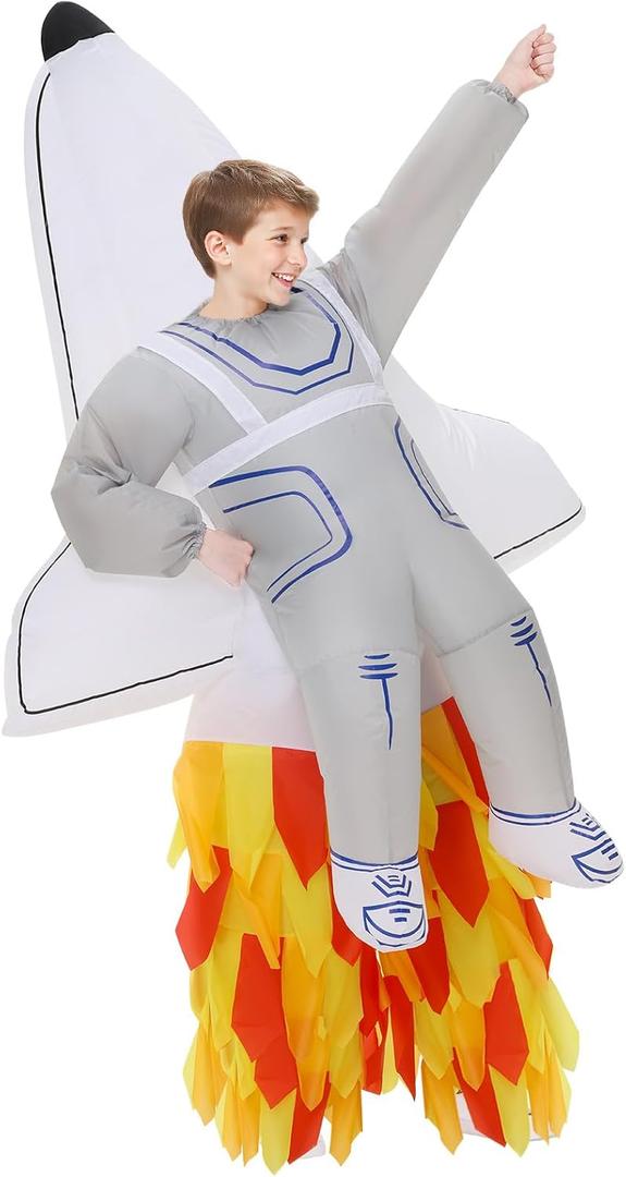 Tanganan Inflatable Spaceship Costume for Kids, Halloween Manned Spacecraft Rocket Costumes Suits Blow up Costumes for Boys Girls Cool Funny Fancy Dress Party