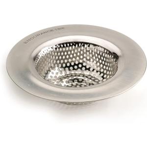 RSVP International Endurance Stainless Steel Large Sink Strainer, 4.5" | Traps Food Scraps | Polished Finish with Precision Pierced Holes | Dishwasher Safe