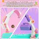 Sandbox with Lid, Kids Construction Sand Box with Excavator, Crane, Molds for Sensory Play, Toddler Outdoor Indoor Toys for Boys Girls Ages 3+ (Pink)