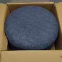 Wimarsbon Storage Ottoman, Modern Round Footrest with Soft Padded Seat, Teddy Velvet Footstool with Wood Legs, Accent Small Table or Plant Stand for Hallway, Living Room (Grey-Blue)