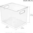 mDesign Plastic Storage Closet Organizer Bin, Container Bin for Entryway, Hallway, Linen, and Coat Closet - Organization for Clothing, Blankets, Toys, and Accessories, Ligne Collection, 4 Pack, Clear