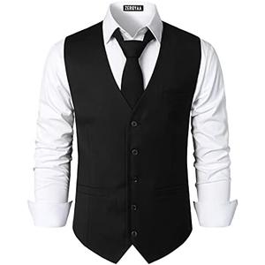 ZEROYAA Men's Hipster Urban Design 3 Pockets Business Formal Dress Vest for Suit Tuxedo, Size XXL