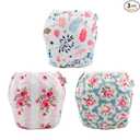Babygoal Baby Girl Swim Diapers 3 Pack for 8M 3T Babies and Toddlers, Reusable Adjustable Washable for Swimming LessonsFlower