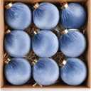 Velvet Ornaments for Christmas Tree Decorations - Dusty Blue Xmas Ball Ornament for Indoor Holiday Decor - Shatterproof Christmas Bulbs Ornaments 80mm 3.15inch - Pack of 9