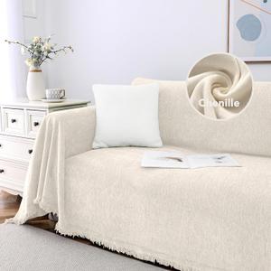 H.VERSAILTEX Modern Couch Cover Sectional Sofa Covers for 3 Cushion Couch Multi-Functional Throw Cover Thick Chenille Dog Couch Cover Protector with Tassels Washable Furniture Cover, 71"x150",Beige H.VERSAILTEX Modern Couch Cover Sectional Sofa Covers for 3 Cushion Couch Multi-Functional Throw Cover Thick Chenille Dog Couch Cover Protector with Tassels Washable Furniture Cover, 71"x150",Beige