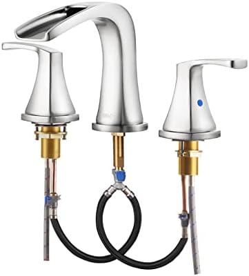 2-Handle Widespread Waterfall Roman Bathtub Faucet Tub Filler with Valve, Brushed Nickel