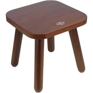 BEE&OAK Wooden Step Stools for Adults, Solid Rubber Wood Non-Slip Step Foot Stool, Heavy Duty 300 lbs One Step Stool for Bedroom, Bathroom, Kitchen (Dark-Walnut, 9.25" (D) x 9.25"(W) x 8.86"(H))