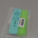 2 Pack Firestick Silicone Remote Cover Case Compatible with 4K Firetv Stick, Firetv Remote Control Cover, Shockproof Anti Slip Case (Green Glow& Sky Blue Not Glow)