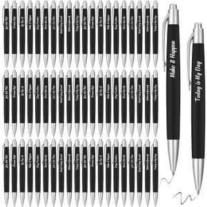 Yeaqee 100 Pcs Motivational Pens Employee Appreciation Gifts Thank You Metal Greeting Quote Ballpoint Pen for Office Worker Teacher Nurse(Black,Inspirational)
