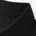 Women's V-Neck Ruffle Design Polo Shirts Short Sleeve Collared Loose Casual Tunic Blouses with Pocket (Black, M)