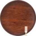 Extra Large Round Solid Wood Serving Tray, Classic Tea Coffee Table Wooden Decorative Ottoman Tray Server for Breakfast in Bed Snack Food Kitchen Party Bar, Raised Edge (27.6inch/70cm) Walnut