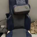 Shiatsu Massage Cushion for Neck and Back with Heat - 4D Kneading, Vibration for Relief Muscle Tension, Dual-Neck Design, Adjustable Intensity and Height for Office Chair, Home Use, Navy Blue