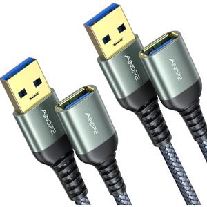 AINOPE 2 Pack USB Extensions Cable High Speed USB 3.0 Extension Cord Type A Male to Female Sturdy Braided Material Fast Data Transfer Compatible with USB Keyboard,Mouse,Flash Drive,Grey,3.3FT+3.3FT