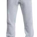 Men's Sweatpants Lounge Cotton Casual Sweat Pants Straight Leg Open Bottom Joggers with Pockets (Large, Pale Heather)