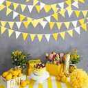 32Ft Yellow Party Decorations Yellow White Pennant Banner Fabric Triangle Flag Bunting Garland for Lemon Bee Sunflower Birthday Baby Shower Anniversary Wedding Party Home Outdoor Garden Decorations