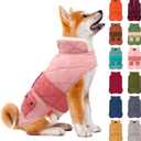 KYEESE Dog Coat Thick Cat Clothes with Pocket Warm Pet Winter Puffer Coat with Leash Hole Soft Pet Sweater for Cold Weather Windproof Dog Coats for Small Dogs Waterproof Dogs Jacket with Fleece Lined (04# Pink)