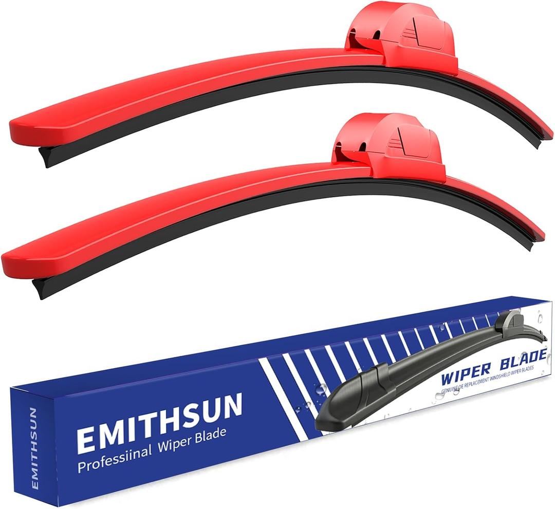 OEM QUALITY 22" + 22" Premium All-Seasons Durable Stable And Quiet Red Windshield Wiper Blades (Set of 2)